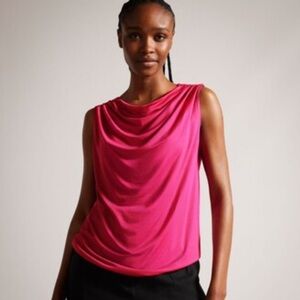 Ted Baker London Margeta Magenta Cowl Neck Sleeveless Top Size XL 5